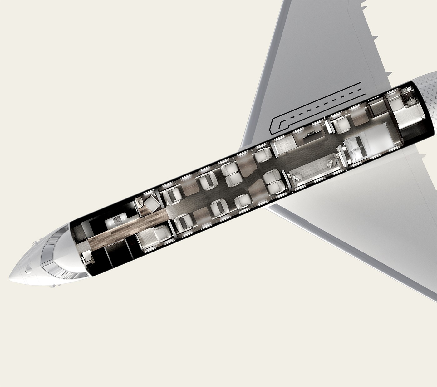 Global 7500 Quatre espaces habitables